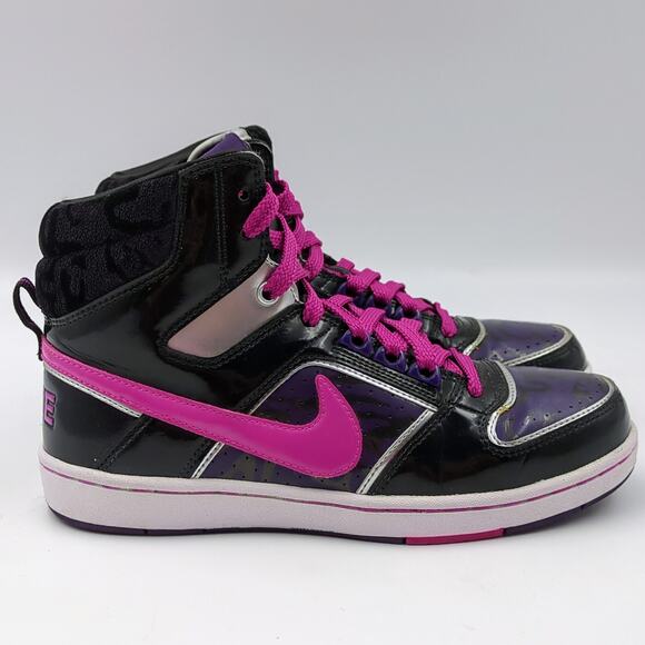 Nike Black and Pink High-Top Sneakers - Picture 6 of 7
